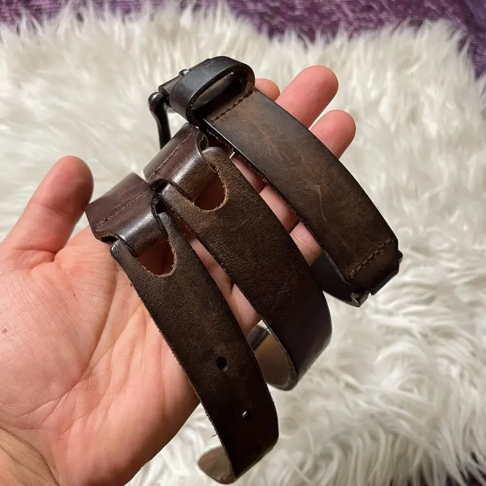 Vintage brown leather belt minimalist boho coastal cowgirl